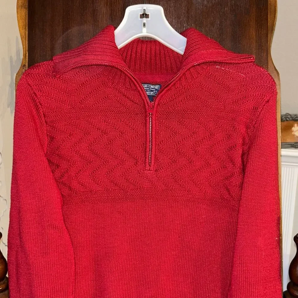 Vintage POLO RALPH LAUREN 1/4 Quarter Zip Knit Pullover Sweater flag large
